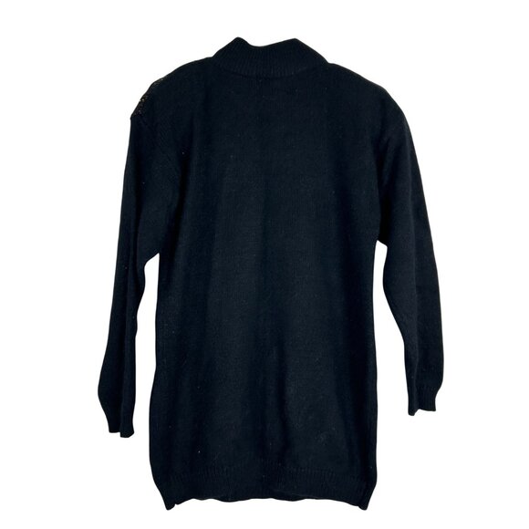 VTG IB Diffusion Black Knit Sweater Womens Small Dress Metallic Geometric Design - Picture 2 of 12